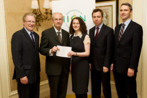 Dr Tim Counihan (2nd left), EAN national delegate, presenting an award at the Registrar’s prize